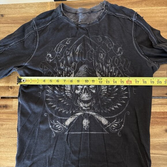 Affliction Reversible Thermal Long sleeve Shirt Size L Grunge Y2K Crazy Opium - Picture 10 of 10